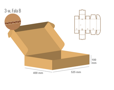 Pudełko fasonowe 525x400x100 - Fefco 427