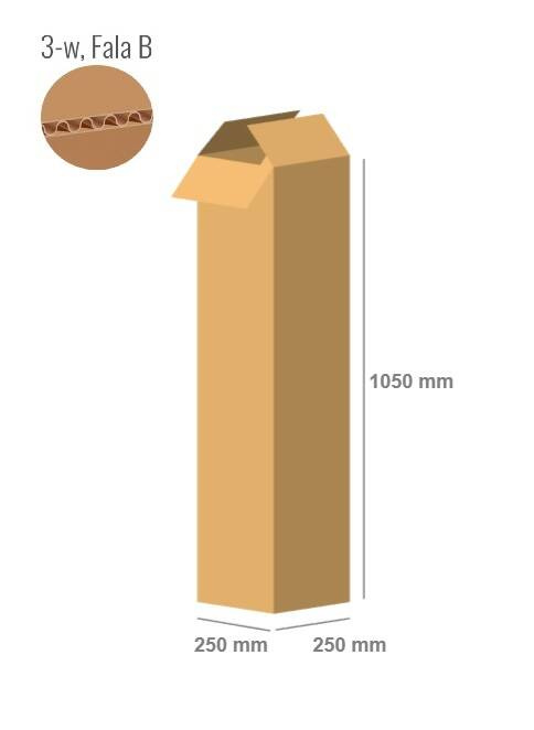 Karton 250x250x1050 - mit Klappen (FEFCO 201) - 1-wellig (3-Schicht)