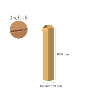 Pudełko kartonowe 150x150x1050 - Klapowe Fefco 201