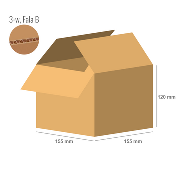 Cardboard box 155x155x120 - with Flaps (Fefco 201) - 3-layer (3w)