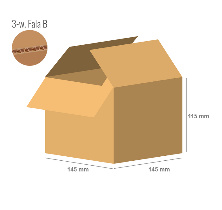 Karton 145x145x115 - mit Klappen (Fefco 201) - 3-Schicht (3w)