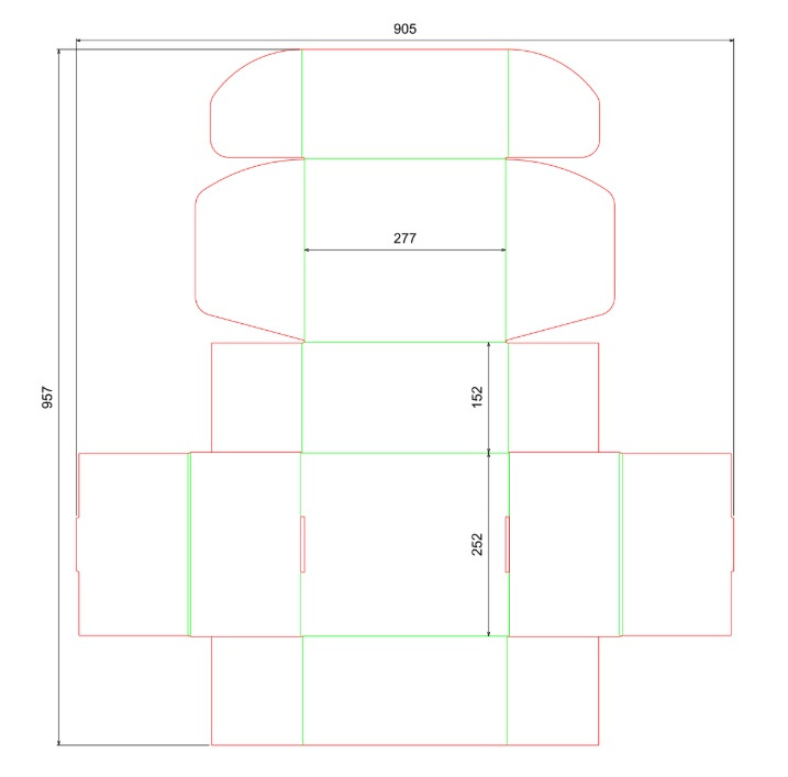 Pudełko fasonowe 275x250x150 - Fefco 427