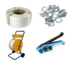 Zestaw do spinania palet/paczek: Taśma spinająca 16mm + Zapinki druciane 16mm + Napinacz + Wózek