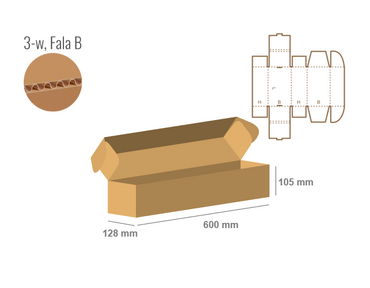 Pudełko fasonowe 600x128x105 - Fefco 427