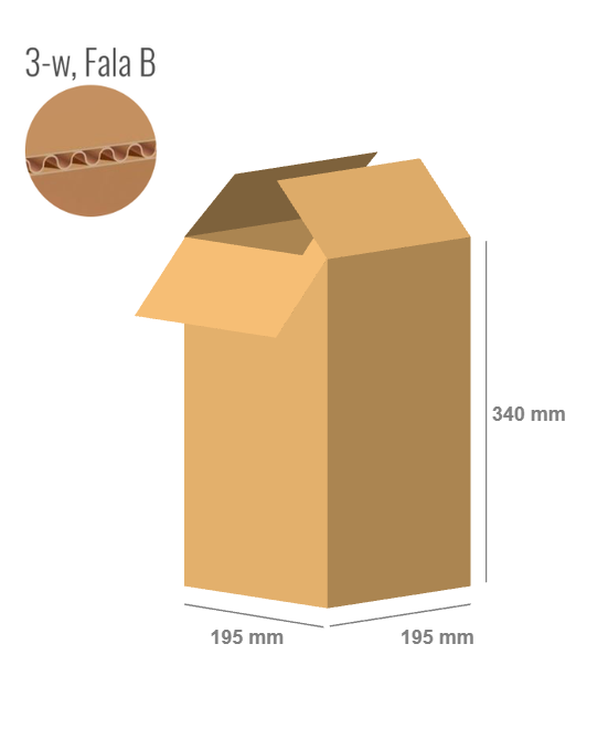 Cardboard box 195x195x340 - with Flaps (Fefco 201) - 3-layer (3w)