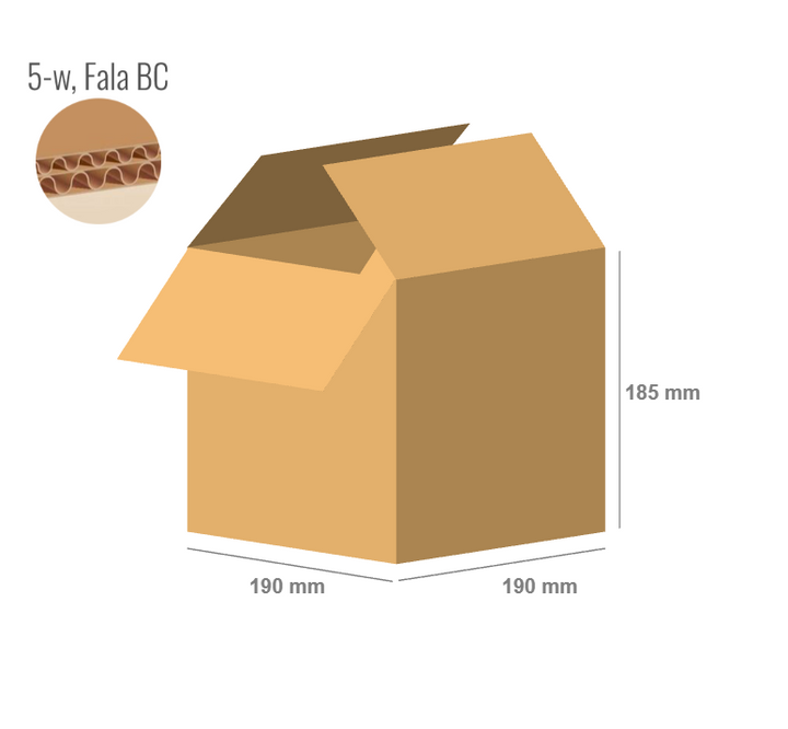 Cardboard box 190x190x185 - with Flaps (Fefco 201) - 5-layer (5w)