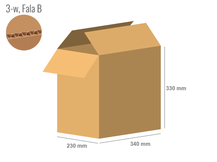 Cardboard box 340x230x330 - with Flaps (Fefco 201) - Single Wall (3-layer)