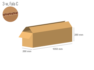 Cardboard box 1050x280x280 - with Flaps (Fefco 201) - Single Wall (3-layer)