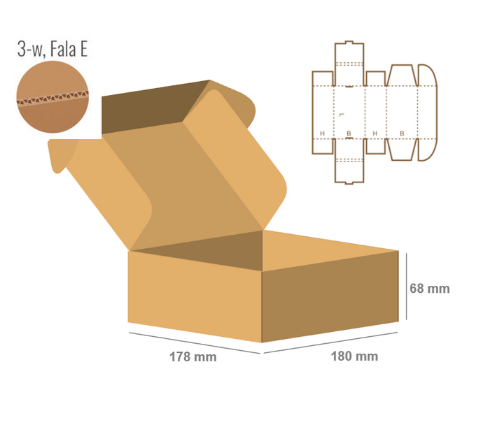 Pudełko fasonowe 180x178x68 - Fefco 427