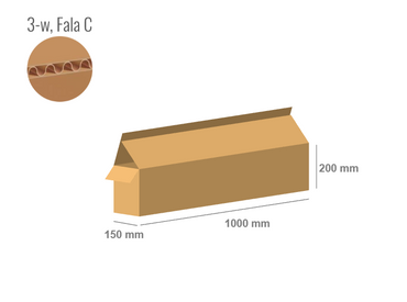 Pudełko kartonowe 1000x150x200 z klapami na zakład - Klapowe Fefco 203