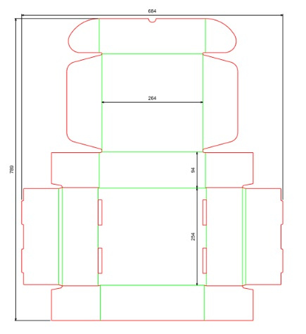 Pudełko fasonowe 260x250x90 - Fefco 427