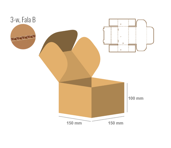 Pudełko fasonowe 150x150x100 - Fefco 426