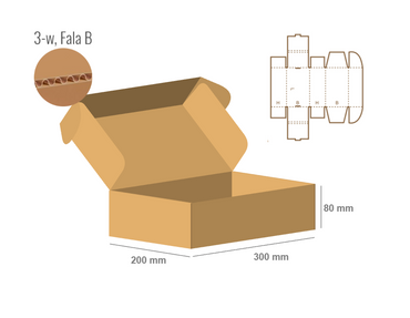 Pudełko fasonowe 300x200x80 - Fefco 427