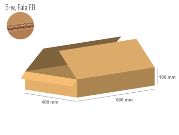 Karton 600x400x100 - mit Klappen (FEFCO 201) - 2-wellig (5-Schicht)