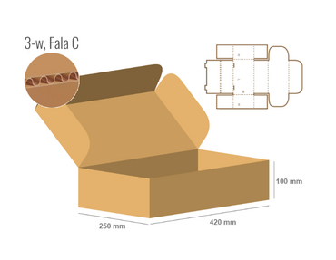 Pudełko fasonowe 420x250x100 - Fefco 426