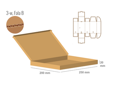 Pudełko fasonowe 250x200x20 - Fefco 427