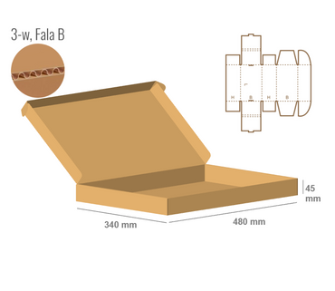 Pudełko fasonowe 480x340x45 - Fefco 427