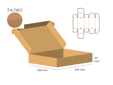 Pudełko fasonowe 245x200x45 - Fefco 427