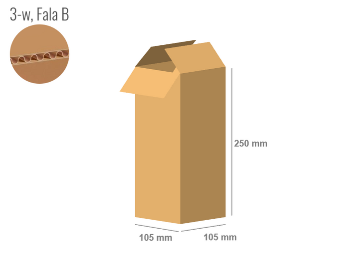 Cardboard box 105x105x250 - with Flaps (Fefco 201) - Single Wall (3-layer)