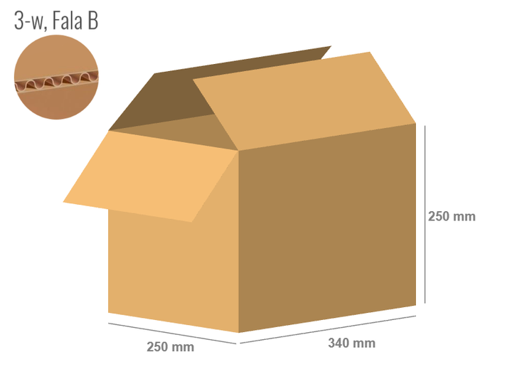 Karton 340x250x250 - mit Klappen (FEFCO 201) - 1-wellig (3-Schicht)