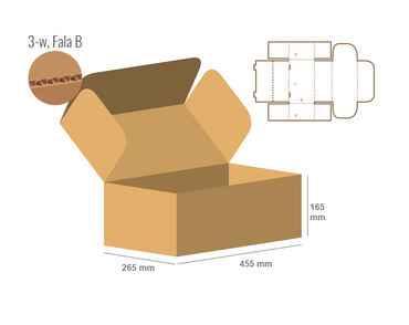 Pudełko fasonowe 455x265x165 - Fefco 426