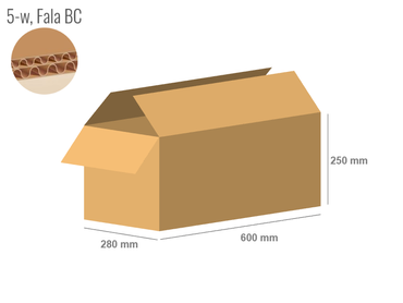 Cardboard box 600x280x250 - with Flaps (Fefco 201) - Double Wall (5-layer)