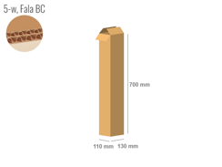 Cardboard box 130x110x700 - with Flaps (Fefco 201) - Double Wall (5-layer)