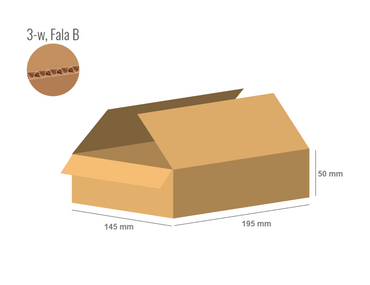 Karton 195x145x50 - mit Klappen (Fefco 201) - 3-Schicht (3w)