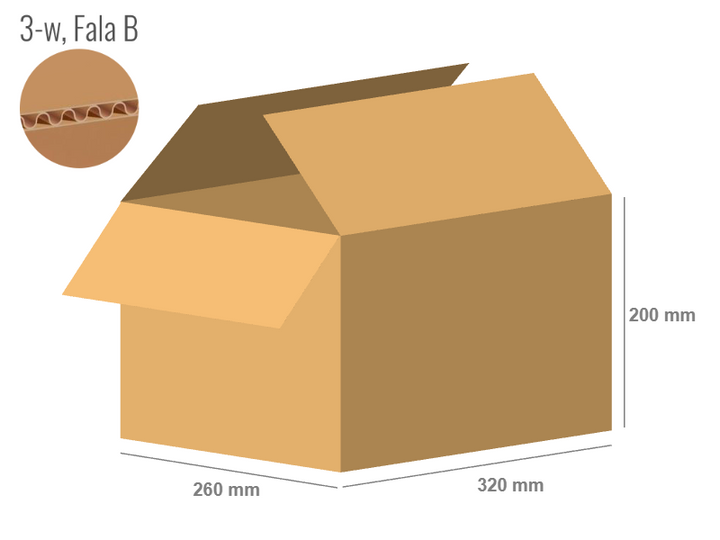 Cardboard box 320x260x200 - with Flaps (Fefco 201) - Single Wall (3-layer)