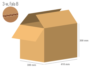 Cardboard box 410x300x300 - with Flaps (Fefco 201) - Single Wall (3-layer)