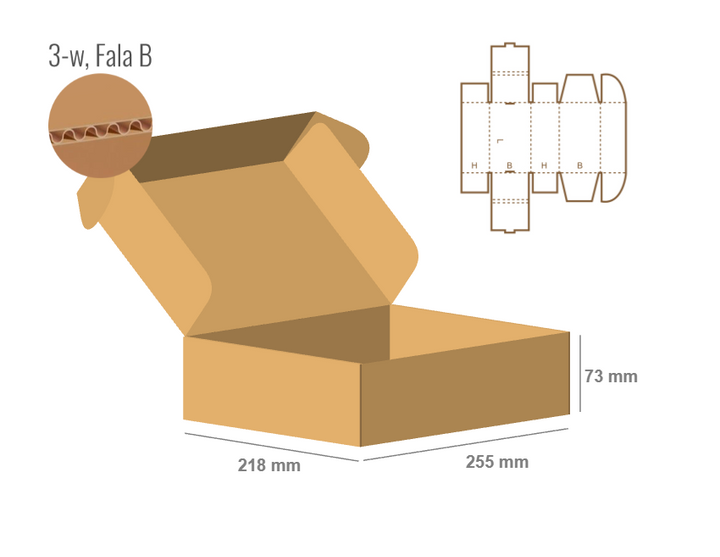 Pudełko fasonowe 255x218x73 - Fefco 427 