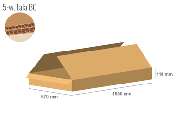 Cardboard box 1050x570x110 - with Flaps (Fefco 201) - Double Wall (5-layer)