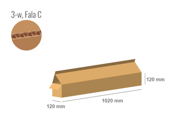 Pudełko kartonowe 1020x120x120 z klapami na zakład - Klapowe Fefco 203