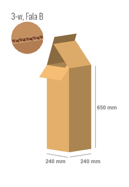 Pudełko kartonowe 240x240x650 z klapami na zakład - Fefco 203