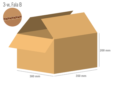 Cardboard box 350x300x200 - with Flaps (Fefco 201) - Single Wall (3-layer)