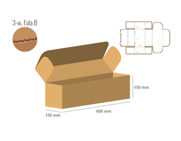 Pudełko fasonowe 600x150x150 - Fefco 426