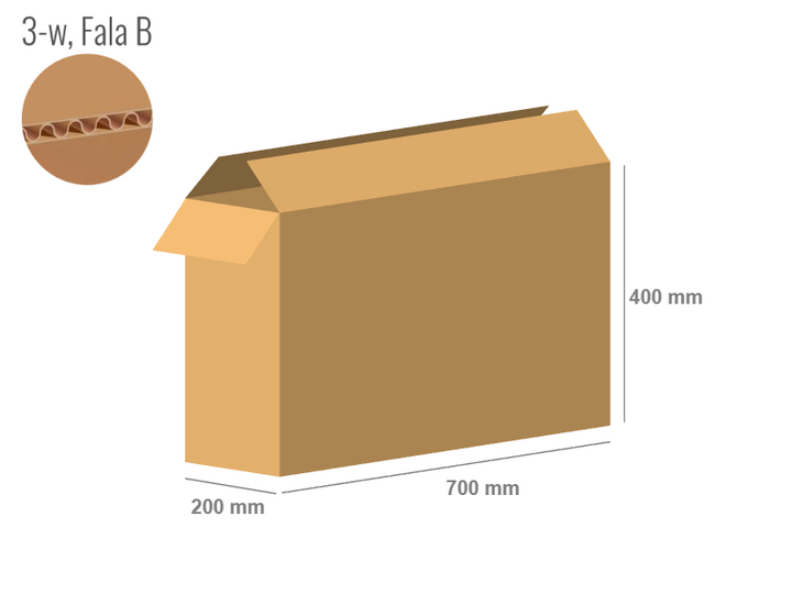 Karton 700x200x400 - mit Klappen (FEFCO 201) - 1-wellig (3-Schicht)