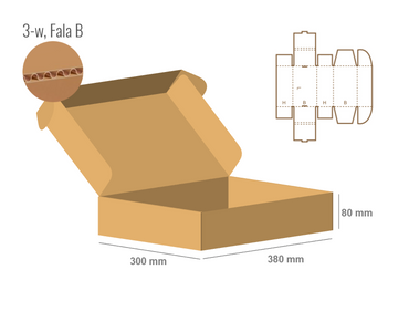 Pudełko fasonowe 380x300x80 - Fefco 427