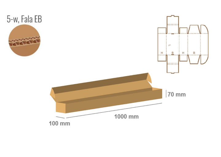 Pudełko fasonowe z tektury 5-warstwowej 1000x100x70 - Fefco 471