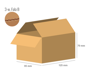 Karton 125x95x70 - mit Klappen (Fefco 201) - 3-Schicht (3w)