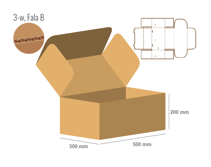 Pudełko fasonowe 500x300x200 - Fefco 426