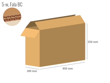 Cardboard box 950x300x550 - with Flaps (Fefco 201) - Double Wall (5-layer)