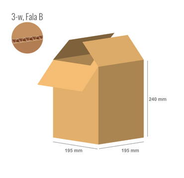 Cardboard box 195x195x240 - with Flaps (Fefco 201) - 3-layer (3w)