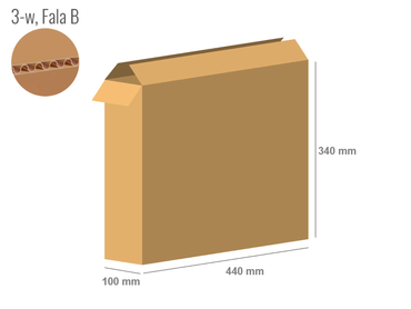 Cardboard box 440x100x340 - with Flaps (Fefco 201) - Single Wall (3-layer)