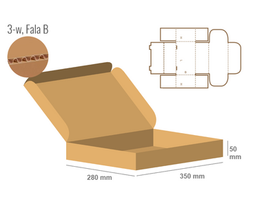 Pudełko fasonowe 350x280x50 - Fefco 426