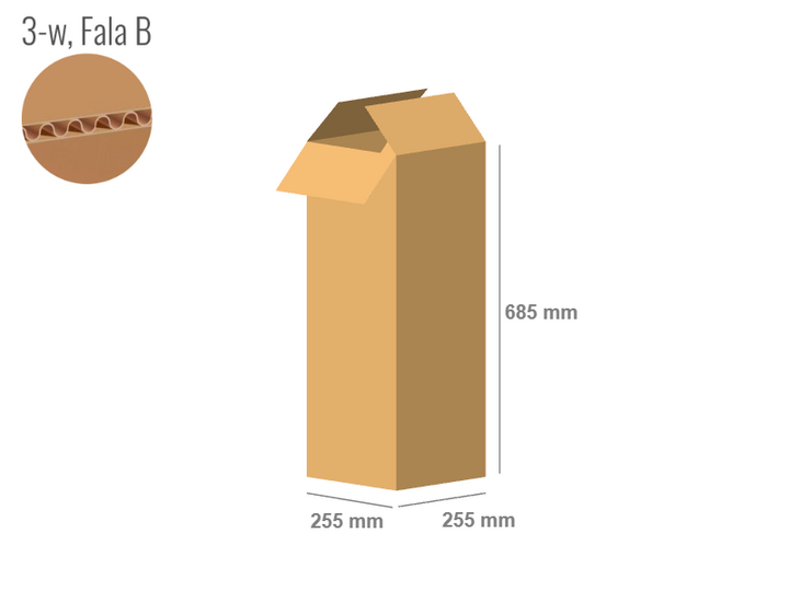 Cardboard box 255x255x685 - with Flaps (Fefco 201) - Single Wall (3-layer)