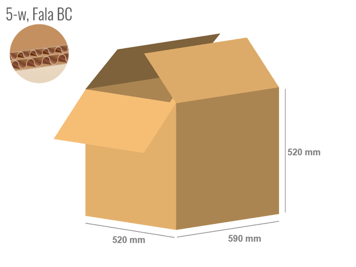 Cardboard box 590x520x520 - with Flaps (Fefco 201) - Double Wall (5-layer)
