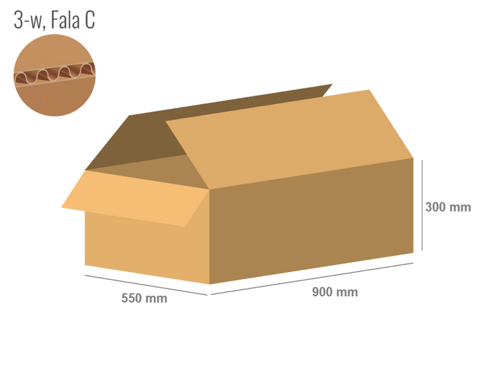 Karton 900x550x300 - mit Klappen (FEFCO 201) - 1-wellig (3-Schicht)