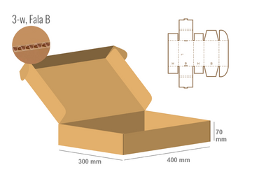 Pudełko fasonowe 400x300x70 - Fefco 427