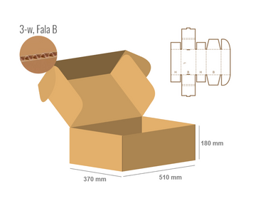 Pudełko fasonowe 510x370x180 - Fefco 427